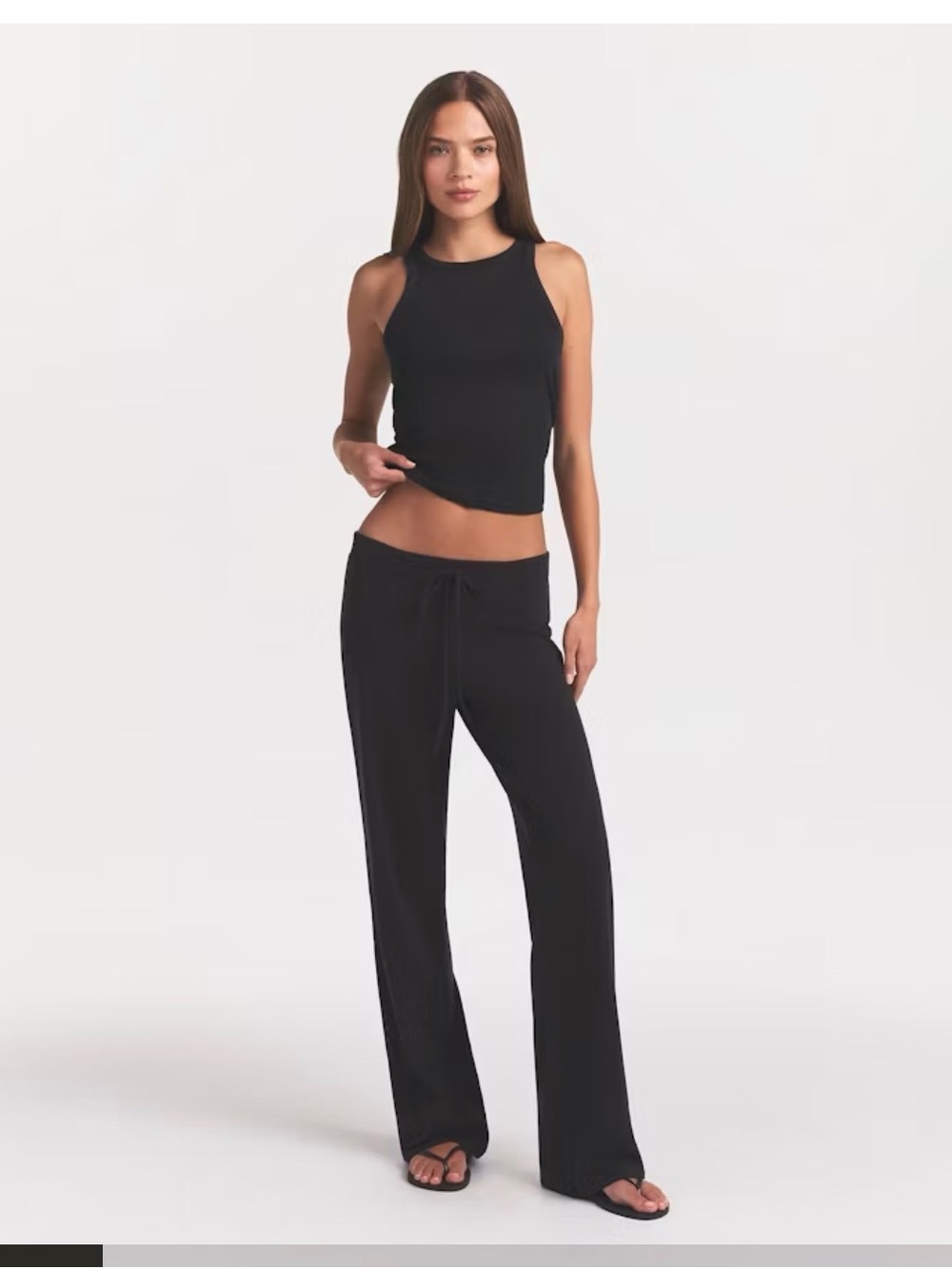 SKIMS Black Drawstring Wide-Leg Lounge Pants